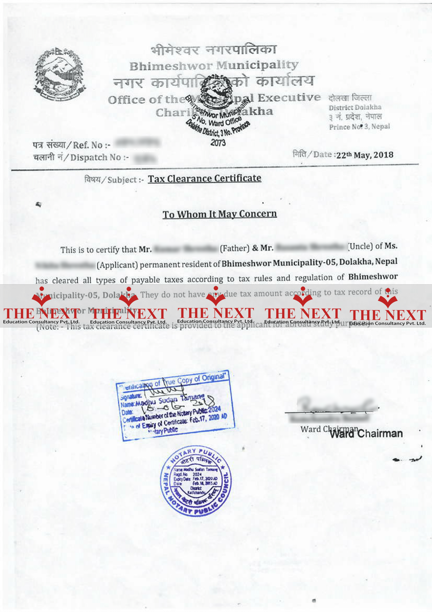 Sample Letter Of Application For Tax Clearance Certificate